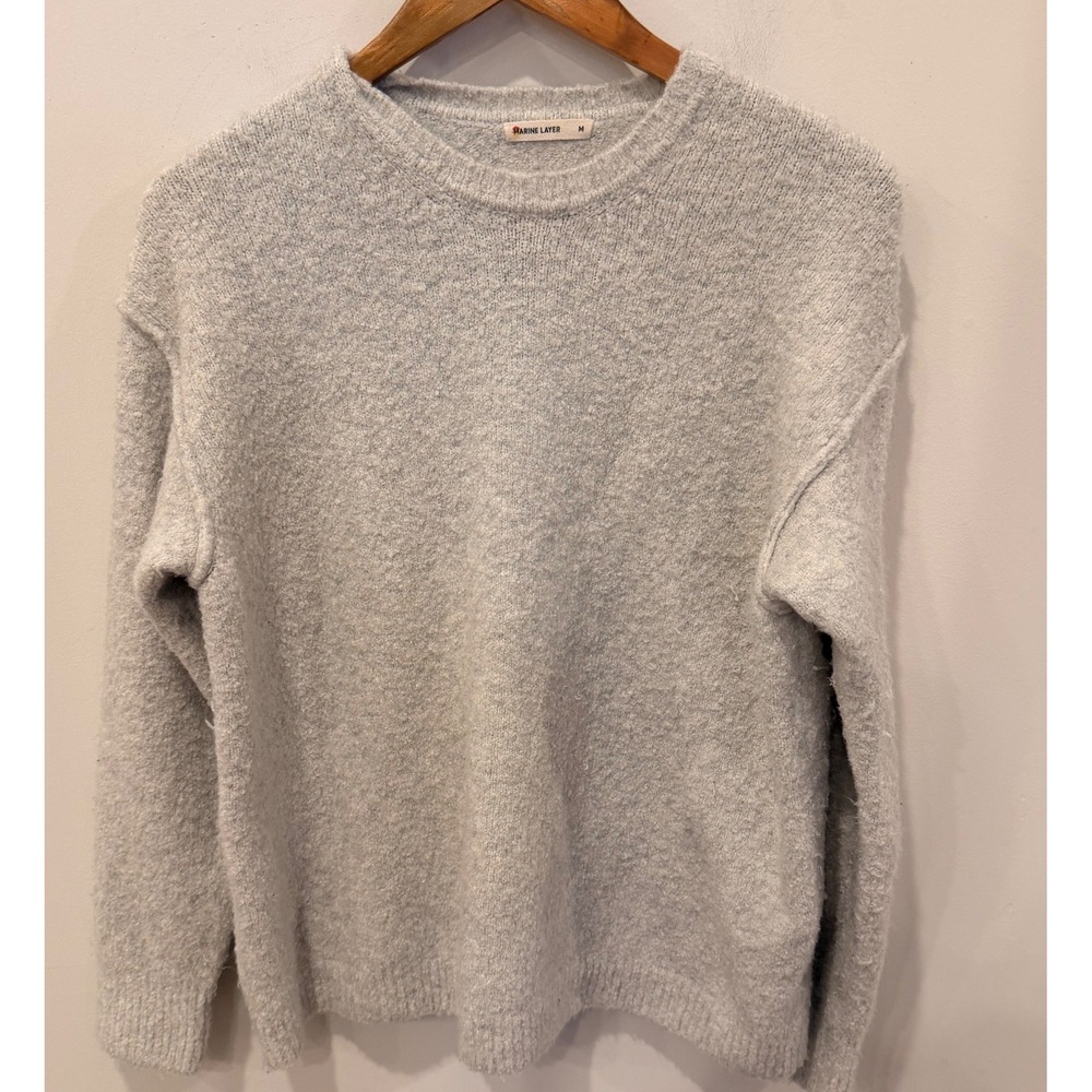 Marine Layer Mens Gray Alpaca Wool Blend Crewneck Sweater Holiday 2021 14692 M